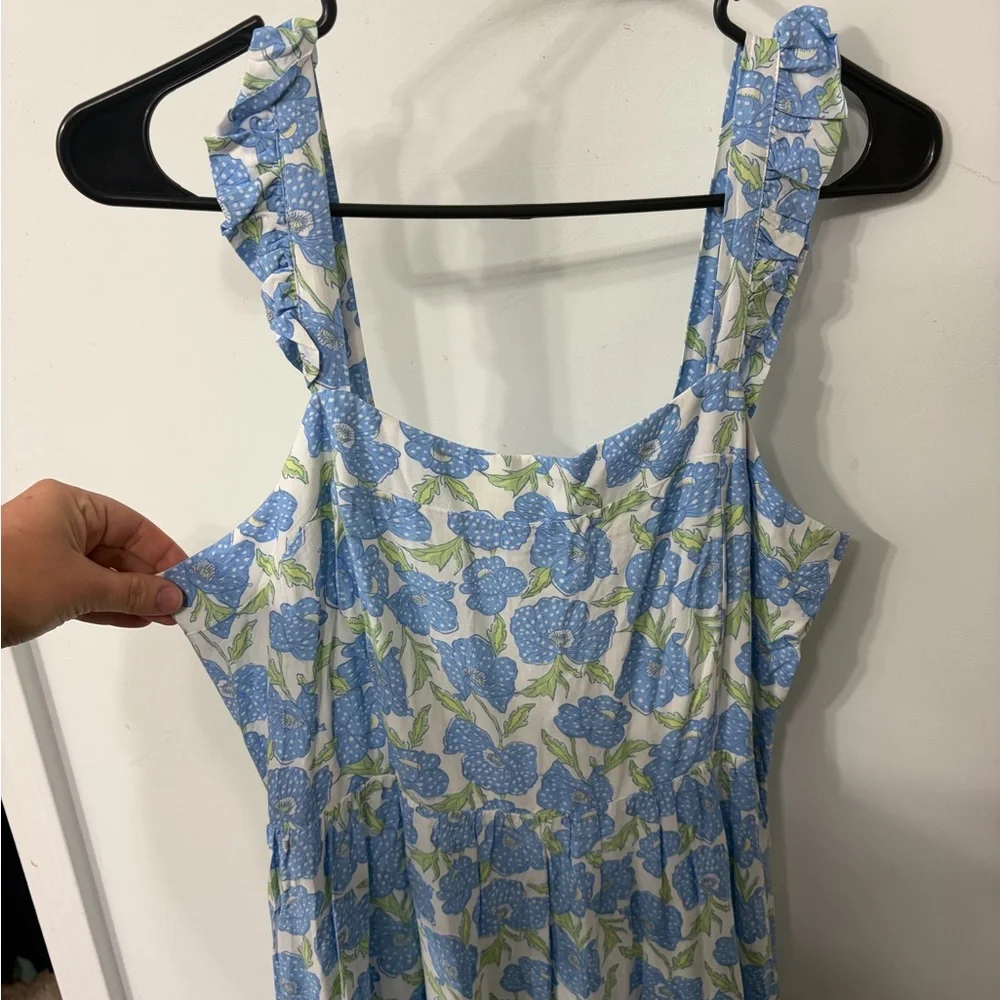 Haute Hippie Blue and White Floral Tiered Maxi Dress - Picture 2 of 4